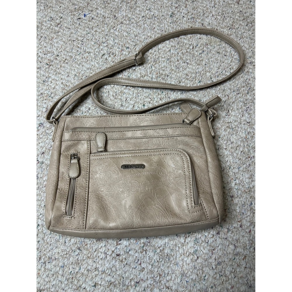 MultiSac Embossed‎ Paisley Crossbody Bag Tan Faux Leather Shoulder Bag